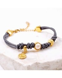 Βραχιόλι Κορδόνι με πέρλα Swarovski Χειροποίητο βραχιόλι με βαμβακερό κορδόνι και πέρλα Swarovski