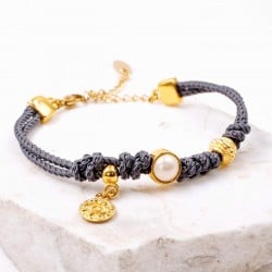 Βραχιόλι Κορδόνι με πέρλα Swarovski Χειροποίητο βραχιόλι με βαμβακερό κορδόνι και πέρλα Swarovski