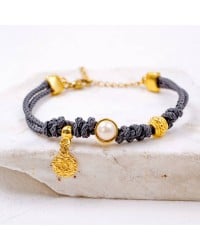 Βραχιόλι Κορδόνι με πέρλα Swarovski Χειροποίητο βραχιόλι με βαμβακερό κορδόνι και πέρλα Swarovski