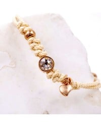 Βραχιόλι Κορδόνι με κρύσταλλο Swarovski Χειροποίητο βραχιόλι με βαμβακερό κορδόνι και κρύσταλλο Swarovski