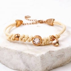 Βραχιόλι Κορδόνι με κρύσταλλο Swarovski Χειροποίητο βραχιόλι με βαμβακερό κορδόνι και κρύσταλλο Swarovski