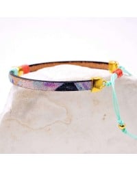 Leather bracelet with enamel evil eye Leather bracelet with enamel evil eye and metal parts in gold-plating