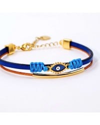 Leather Bracelet with enamelled evil eye Handmade leather bracelet with gold-plated enamelled evil eye