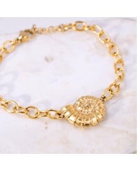 Chain stainless steel bracelet with metallic Phaistos Disc Gold-plated link chain bracelet made of stainless steel