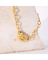Chain stainless steel bracelet with metallic Phaistos Disc Gold-plated link chain bracelet made of stainless steel