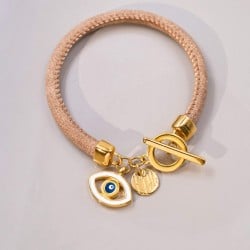 Χειροποίητο βραχιόλι με επίχρυσο μάτι από σμάλτο