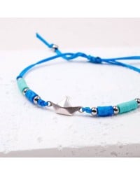 Macrame bracelet with metallic little boat Handmade macrame bracelet with acrylic beads and metallic little boat