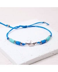 Macrame bracelet with metallic little boat Handmade macrame bracelet with acrylic beads and metallic little boat