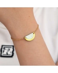 Chain bracelet with metal lemon slice made of enamel Chain bracelet made of stainless steel with enamelled lemon slice