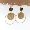 Ηoop earrings with acrylic stones in gold-plating 