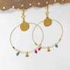 Oversized hoops with pearls and crystals in gold-plating 