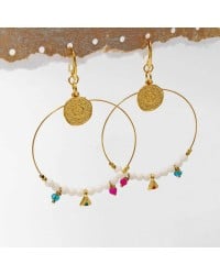Oversized hoops with pearls and crystals Oversized hoops with pearls and crystals in gold-plating