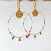 Oversized hoops with pearls and crystals in gold-plating 