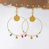 Oversized hoops with pearls and crystals in gold-plating 
