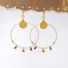 Oversized hoops with pearls and crystals in gold-plating 
