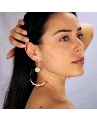 Oversized hoops with pearls and crystals Oversized hoops with pearls and crystals in gold-plating