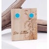 Stud earrings with enamel in silver-plating on wooden engraved card 