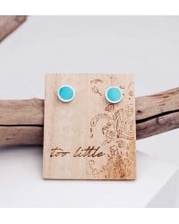 Stud earrings with enamel Stud earrings with enamel in silver-plating on wooden engraved card