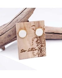Stud earrings with enamel Stud earrings with enamel in gold-plating on wooden engraved card