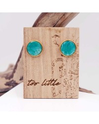 Stud earrings with enamel Stud earrings with enamel in gold-plating on wooden engraved card