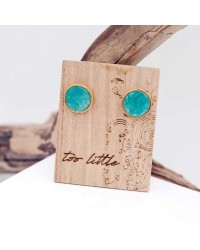Stud earrings with enamel Stud earrings with enamel in gold-plating on wooden engraved card