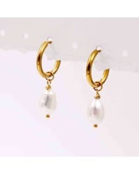 Hoop earrings with fresh water pearl Hoop earrings made of stainless steel and fresh water pearls