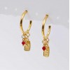 Handmade hoop earrings with semiprecious beads and enamel