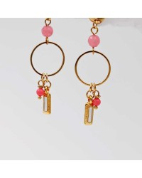 Earrings with semiprecious and enamel Handmade earrings gold-plated with enamel and semiprecious beads