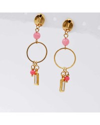 Earrings with semiprecious and enamel Handmade earrings gold-plated with enamel and semiprecious beads