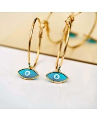Hoop earrings with evil eye Handmade hoop earrings gold-plated with evil eyes made of vitraux glass