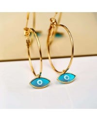 Hoop earrings with evil eye Handmade hoop earrings gold-plated with evil eyes made of vitraux glass