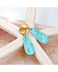 Handmade earrings with resin parts Handmade earrings gold-plated with resin parts