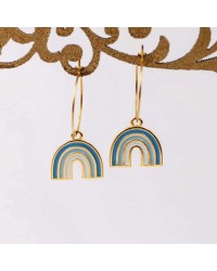 Handmade inox hoop earrings with enamel Handmade inox hoop earrings with enamel in gold-plating