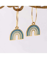 Handmade inox hoop earrings with enamel Handmade inox hoop earrings with enamel in gold-plating