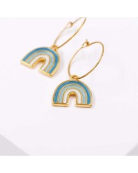 Handmade inox hoop earrings with enamel Handmade inox hoop earrings with enamel in gold-plating