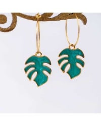 Handmade inox hoop earrings with enamel Handmade inox hoop earrings with enamel in gold-plating