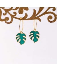 Handmade inox hoop earrings with enamel Handmade inox hoop earrings with enamel in gold-plating