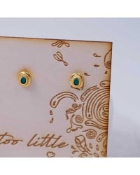 Stud earrings with enamel Stud earrings with enamel in gold-plating on wooden engraved card