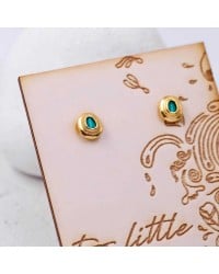 Stud earrings with enamel Stud earrings with enamel in gold-plating on wooden engraved card