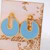 Stud earrings with enamel in gold-plating on wooden engraved card 