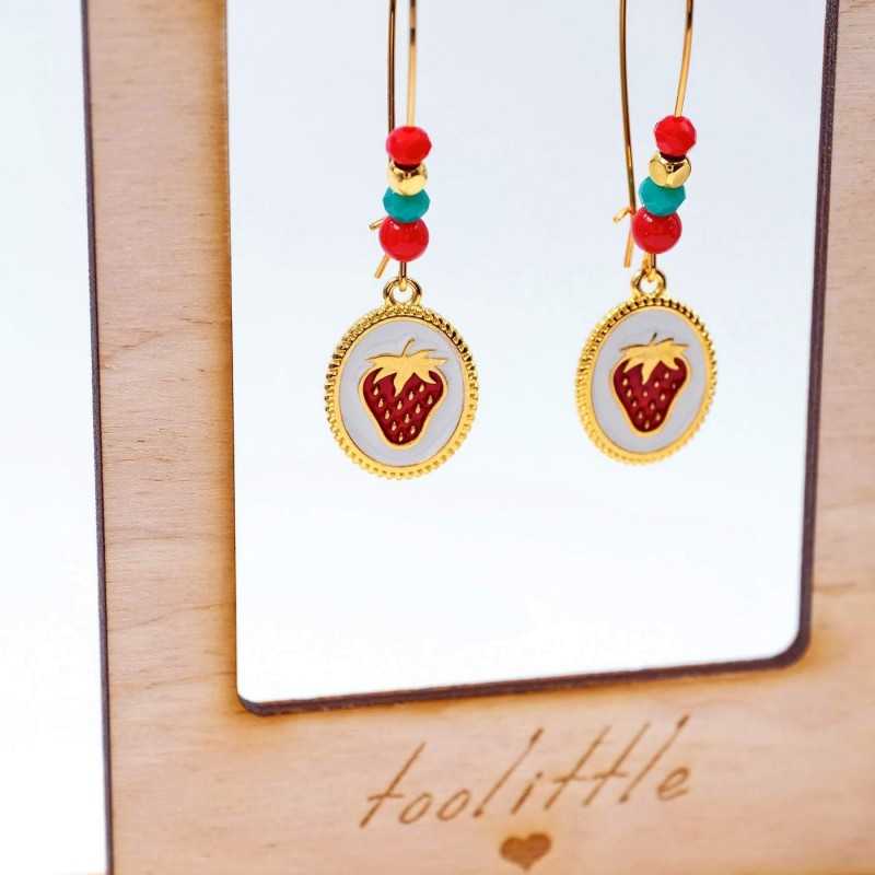 Χειροποίητα σκουλαρίκια με σμάλτο υψηλής ποιότητας και κρύσταλλα σε επίχρυση επιμετάλλωση 