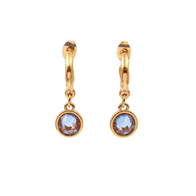 Χειροποίητα σκουλαρίκια κρίκοι με κρύσταλλα Αυστρίας και επίχρυση επιμετάλλωση 