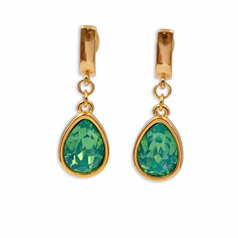 Mid-sized earrings with Austrian crystals in 24Κ gold-plating