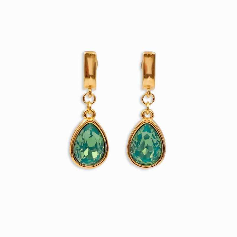 Mid-sized earrings with Austrian crystals in 24Κ gold-plating