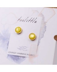 Stud earrings of stainless steel in gold-plating with acrylic stone Stud earrings of stainless steel in gold-plating with acrylic stone