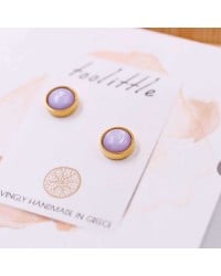 Stud earrings of stainless steel in gold-plating with acrylic stone Stud earrings of stainless steel in gold-plating with acrylic stone
