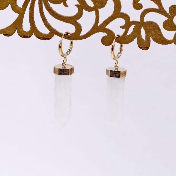 Handmade inox earrings with semiprecious stones