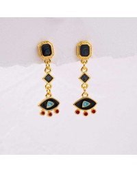Handmade earrings with enamel Handmade evil eye earrings with enamel and 24K gold-plating