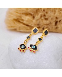 Handmade earrings with enamel Handmade evil eye earrings with enamel and 24K gold-plating