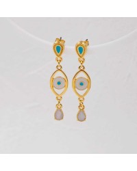 Handmade earrings with enamel Handmade evil eyes earrings with enamel and 24K gold-plating